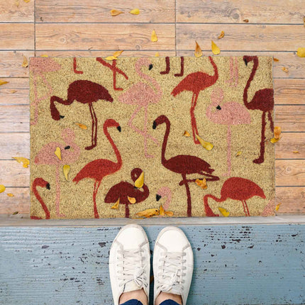 Preș din fibră de cocos cu flamingo