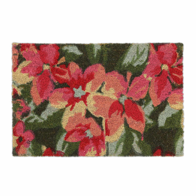 Preș din fibră de cocos cu motiv floral