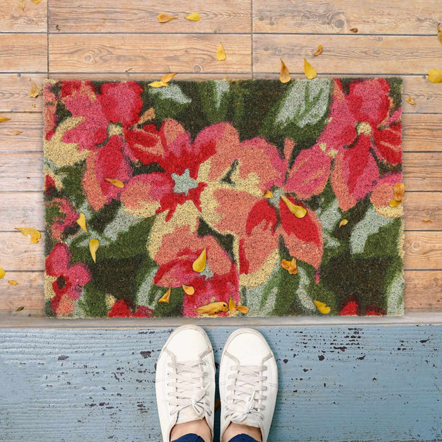Preș din fibră de cocos cu motiv floral