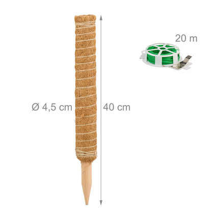 Bețișoare de cocos 4-pachet 40 cm cu sârmă florală