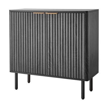 Coffee Bar Cabinet – Fluted Barn Door, Black, 80 cm