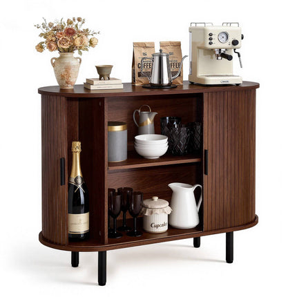 Coffee Bar Cabinet with Sliding Doors, Walnut, 100 x 40 cm
