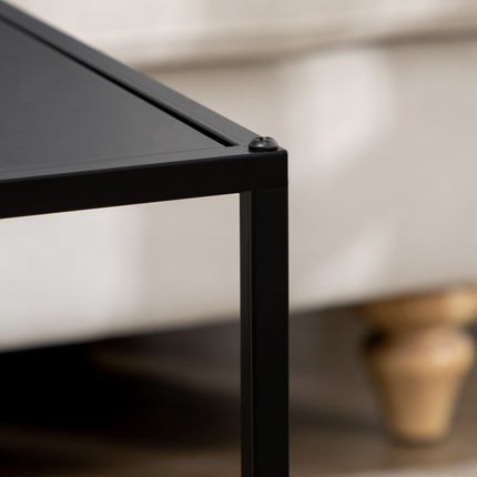 Set Masuta De cafea Din 2 Mesute Laterale In Design Modern, Cadru de Otel, Pana la 10 Kg, Negru, 120X59X45Cm