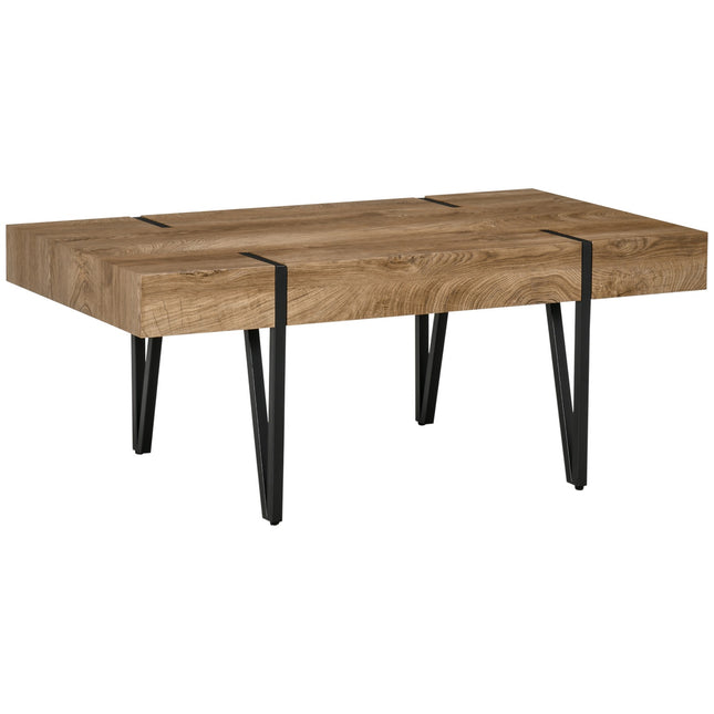 Masuta de cafea Masuta laterala Masa de canapea cu suporturi reglabile pentru picioare Masa de living design industrial Mdf metal lemn natural 105 x 60 x 42 cm