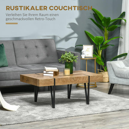 Masuta de cafea Masuta laterala Masa de canapea cu suporturi reglabile pentru picioare Masa de living design industrial Mdf metal lemn natural 105 x 60 x 42 cm