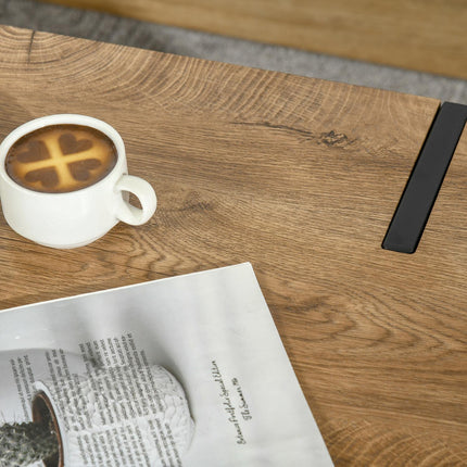 Masuta de cafea Masuta laterala Masa de canapea cu suporturi reglabile pentru picioare Masa de living design industrial Mdf metal lemn natural 105 x 60 x 42 cm