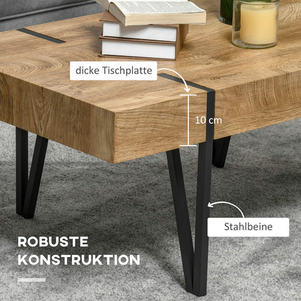 Masuta de cafea Masuta laterala Masa de canapea cu suporturi reglabile pentru picioare Masa de living design industrial Mdf metal lemn natural 105 x 60 x 42 cm