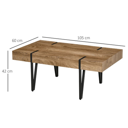 Masuta de cafea Masuta laterala Masa de canapea cu suporturi reglabile pentru picioare Masa de living design industrial Mdf metal lemn natural 105 x 60 x 42 cm