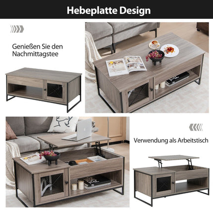 Masuta de cafea cu placa de ridicare, masa centrala cu dispozitiv de ridicare pneumatic 106 x 55 x 44,5 cm gri
