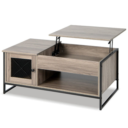 Masuta de cafea cu placa de ridicare, masa centrala cu dispozitiv de ridicare pneumatic 106 x 55 x 44,5 cm gri