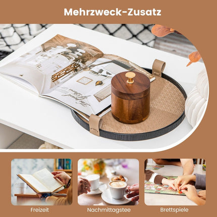 Masuta de cafea cu depozitare &amp; Raft central in forma de L masa de living dreptunghiulara masa de accent alb