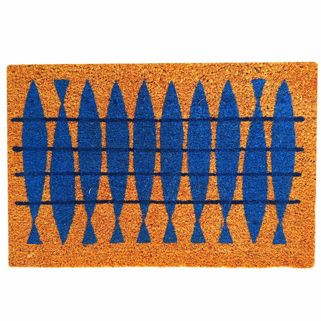 Covoraș de ușă din cocos cu motiv, 60x40 cm, spate antiderapant