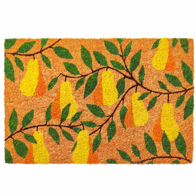 Covoraș de ușă din cocos cu motiv, 60x40 cm, spate antiderapant