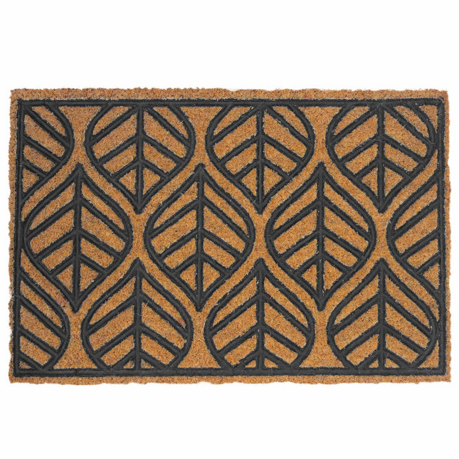 Covoraș de intrare din cocos și PVC, 60 x 40 cm, natural și negru