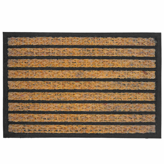 Covoraș de ușă din cocos și PVC, 60x40 cm, natural și negru