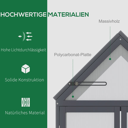 Mini greenhouse, 3-level wooden frame with hinged roof