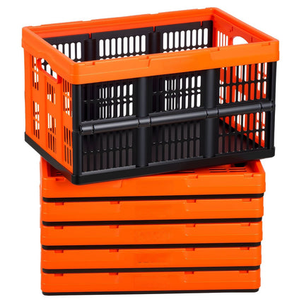 Collapsible Storage Crates 45L, 6-Pack, Stackable, Handles