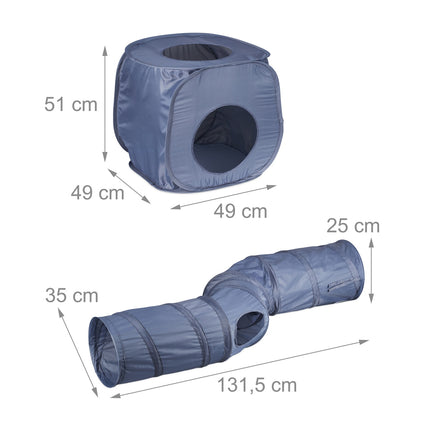 Tunel pliabil pentru pisici cu peșteră pentru pisici