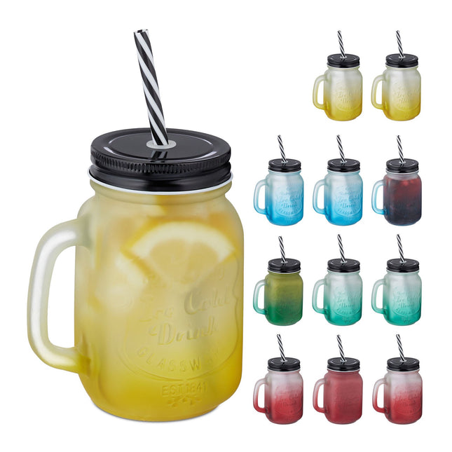 Set de 12 pahare colorate cu capac