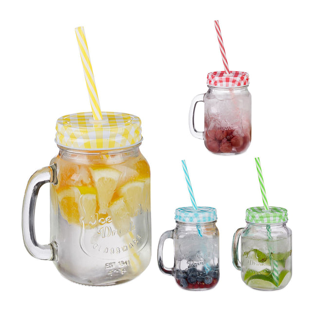 Set de 4 pahare colorate cu capace