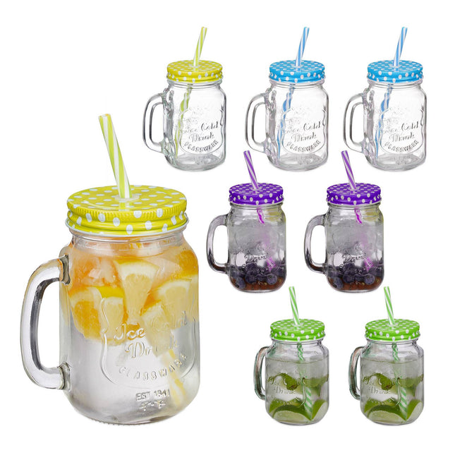 Pahare colorate cu capace - set de 8