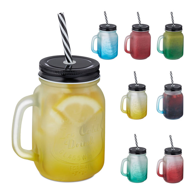 Set de 8 pahare colorate cu capace