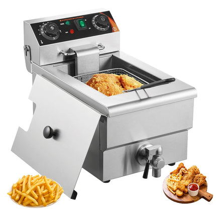 Commercial Deep Fryer 3000W, 11.6 Qt Tank, Stainless Steel, Adjustable Timer
