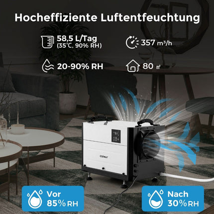 Dezumidificator comercial, 58 l/zi, 3 moduri, temporizator 24 ore
