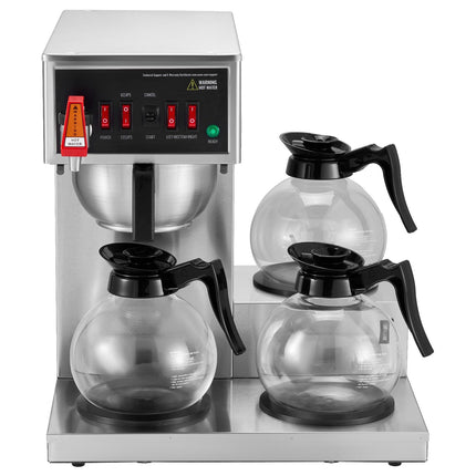 Commercial Drip Coffee Maker, 12 Cups, 3 Glass Carafes, 3 Warming Plates