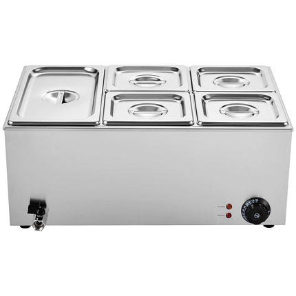 Commercial Food Warmer, 5-Pan Electric Steam Table, 1200W
