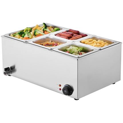 Commercial Food Warmer, 5-Pan Electric Steam Table, 1200W