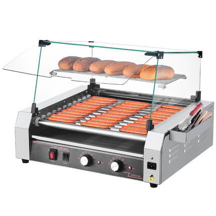 Commercial Hot Dog Roller, 11-Roller, Dual Temp Control