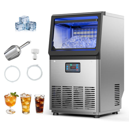 Commercial Ice Maker 36 kg Day, 6 kg Bin, Self-Cleaning