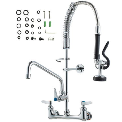 Commercial Pre-Rinse Faucet, Wall Mount, 25in Brass