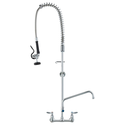 Commercial Pre-Rinse Faucet, Wall Mount, 47in, Brass, 8in Center