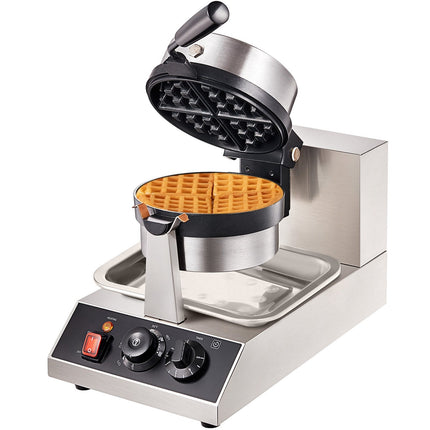 Commercial Round Waffle Maker, 1300W Rotating Nonstick 220V