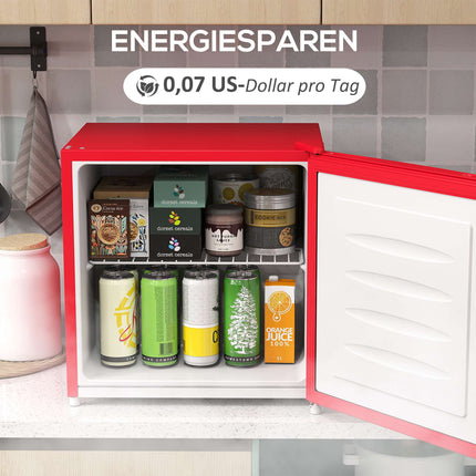 Congelator compact de 35 l cu ușă reversibilă, roșu