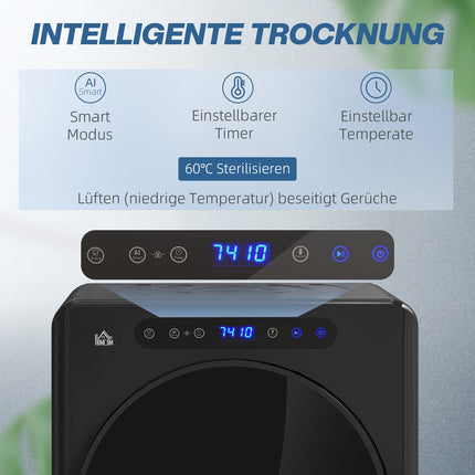 Uscător de rufe compact, capacitate 4 kg, 6 programe, negru