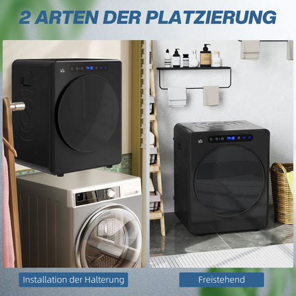 Uscător de rufe compact, capacitate 4 kg, 6 programe, negru