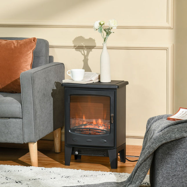 Încălzitor electric compact pentru șemineu, 900W/1800W, negru