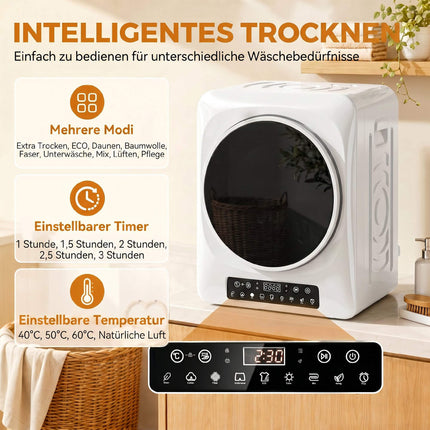 Uscător de rufe compact cu ventilație, 5 kg, 1000 W, alb
