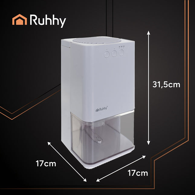 Dezumidificator compact alb, 1400 ml, silențios, eficient energetic