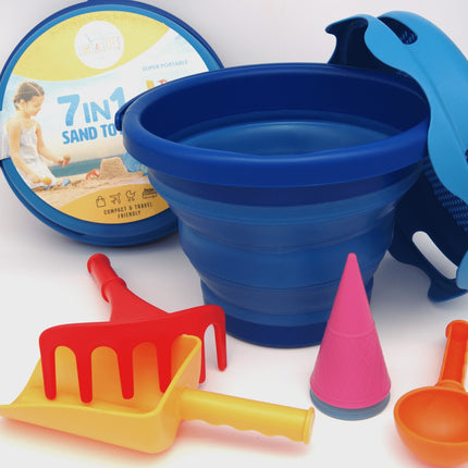 Compactoys Găleată de plajă cu nisip Jucării 7 în 1, Albastră