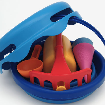 Compactoys Găleată de plajă cu nisip Jucării 7 în 1, Albastră