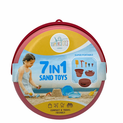 Compactoys Găleată de plajă cu nisip Jucării 7 în 1, Roșie