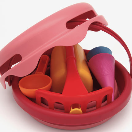 Compactoys Găleată de plajă cu nisip Jucării 7 în 1, Roșie