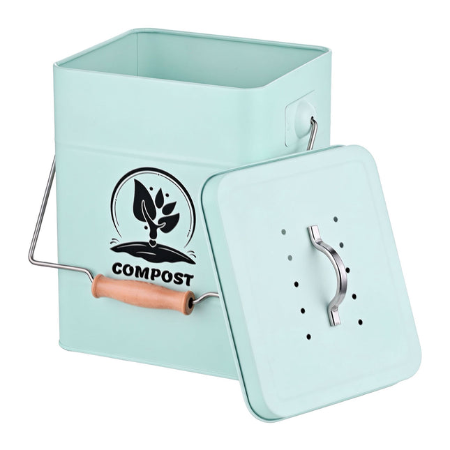 Recipient pentru compost, suport de bucătărie de 6 litri cu capac cu filtru de mirosuri