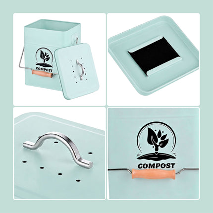 Compost Bin, 6L Kitchen Caddy With Odour Filter Lid