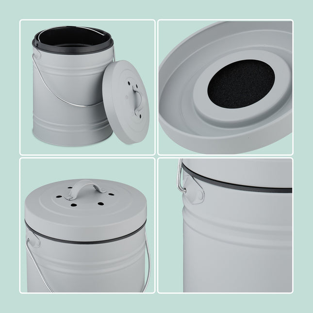 Coș de compost cu filtru de mirosuri, capacitate de 5 litri
