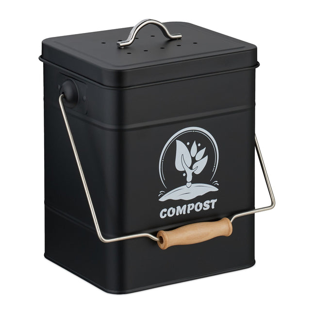 Coș de compost cu filtru de mirosuri, capacitate 6 litri